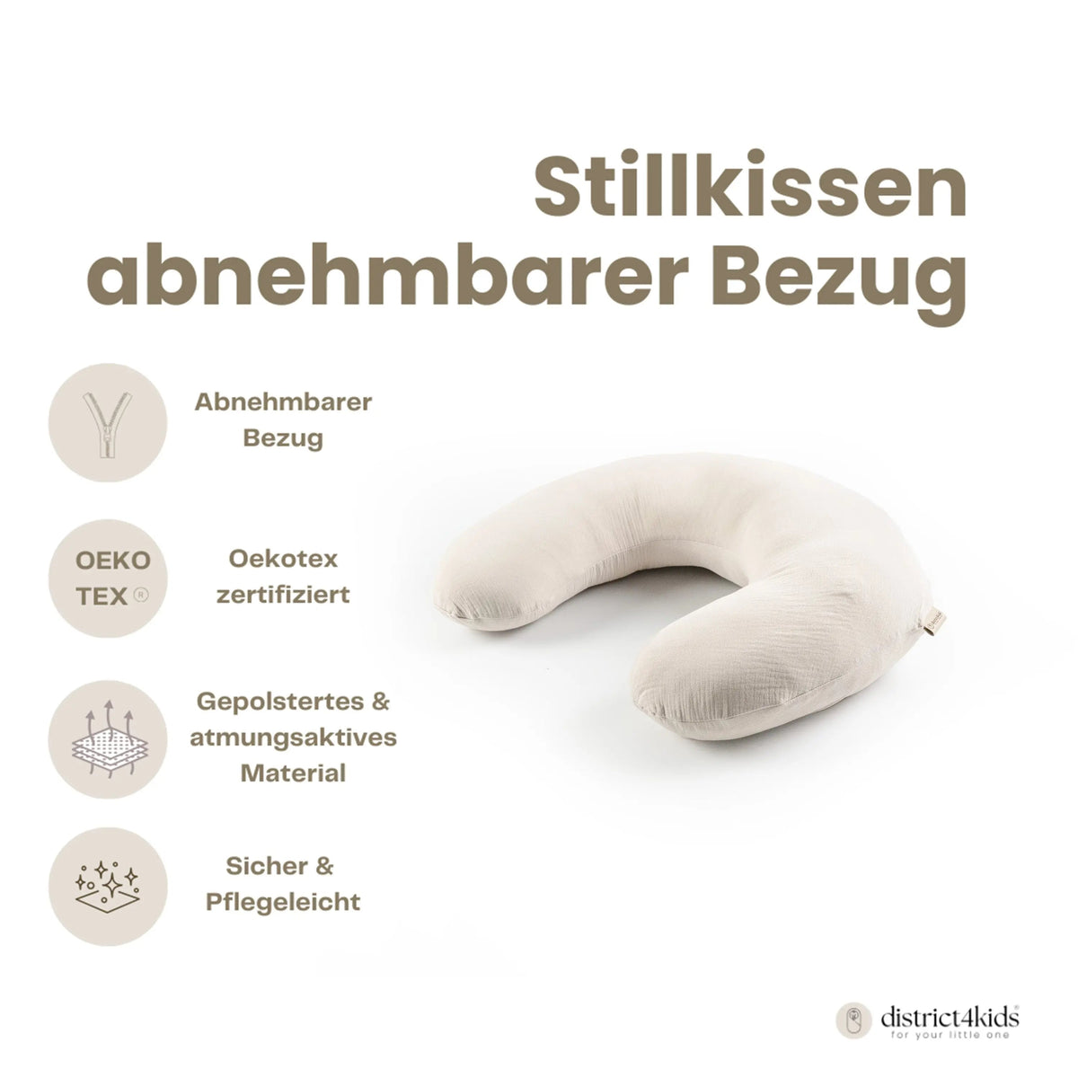 Stillkissen U-Form Musselin – abnehmbarer Bezug