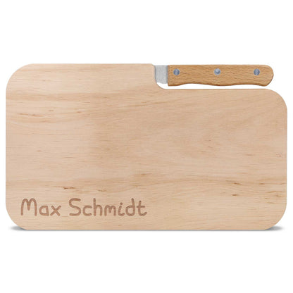 Frühstücksbrettchen mit Gravur - Inklusive Messer - Personalisiert mit Namen