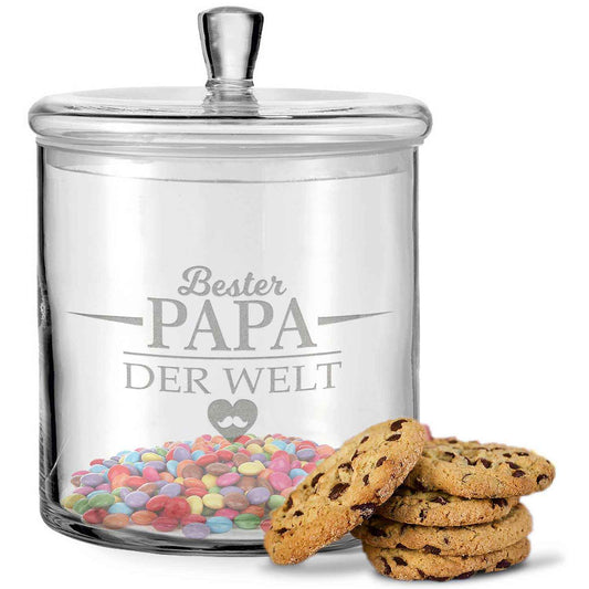 Leonardo Keksglas mit Gravur "Bester Papa der Welt"
