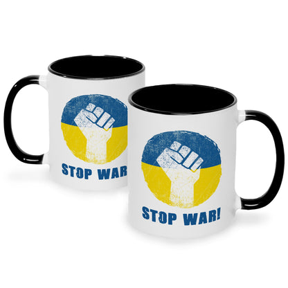 Bedruckte Tasse mit Spruch Stop War Ukraine