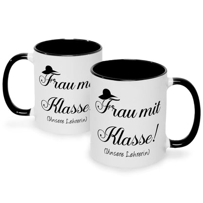 Bedruckte Tasse mit Spruch Frau mit Klasse
