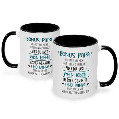 Bedruckte Tasse mit Spruch Bonus Eltern