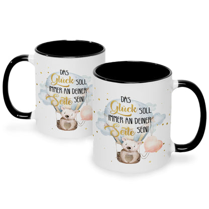 Bedruckte Tasse mit Spruch Glück immer an deiner Seite