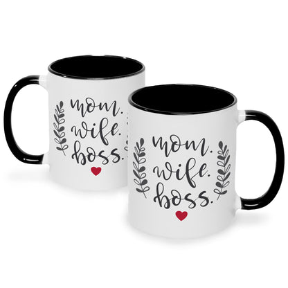 Bedruckte Tasse mit Spruch Mom Wife Boss