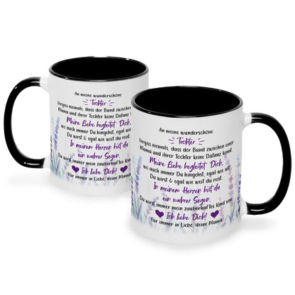 Bedruckte Tasse mit Spruch von Mama für die Tochter