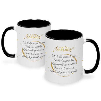 Bedruckte Tasse Schatz Ich habe versucht