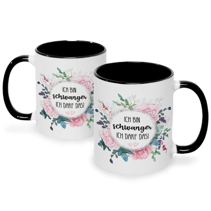 Bedruckte Tasse mit Spruch Ich bin Schwanger ich darf das