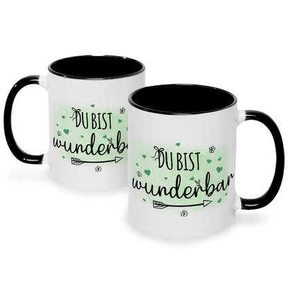 Bedruckte Tasse mit Spruch Du bist wunderbar