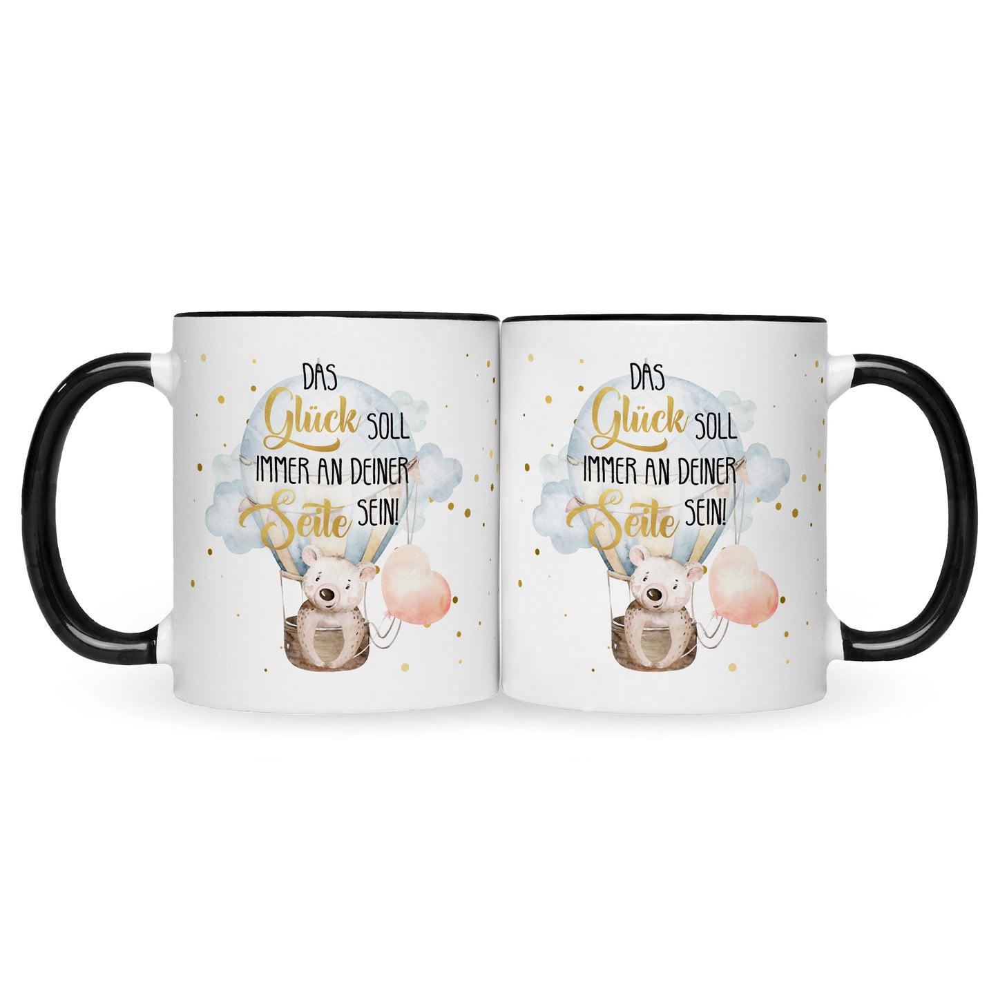 Bedruckte Tasse mit Spruch Glück immer an deiner Seite