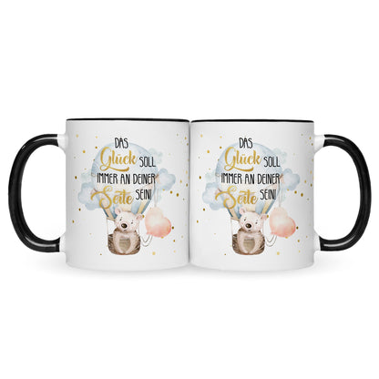 Bedruckte Tasse mit Spruch Glück immer an deiner Seite
