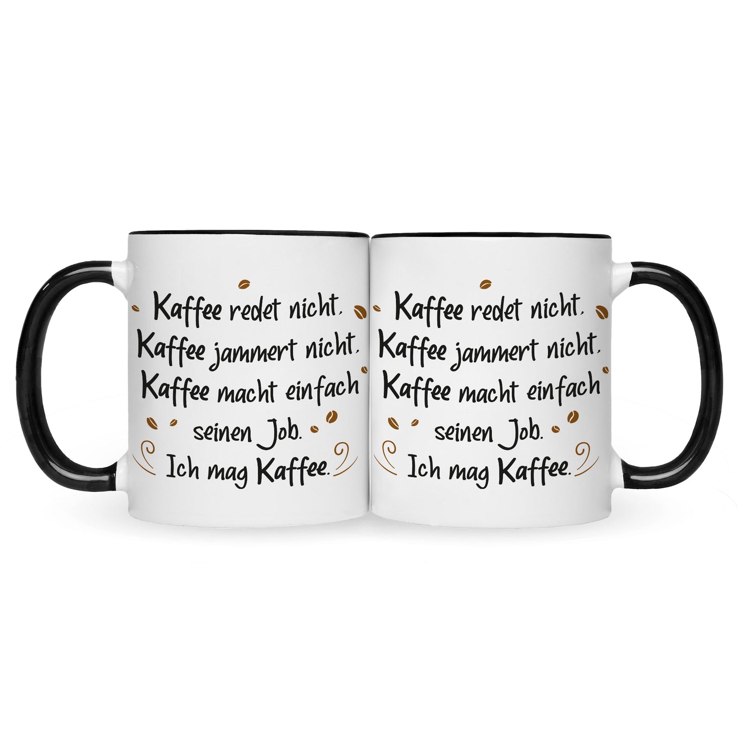 Bedruckte Tasse mit Spruch Kaffee redet nicht