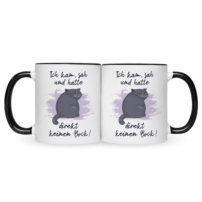 Bedruckte Tasse mit Spruch Ich kam, sah und hatte direkt keinen Bock V2