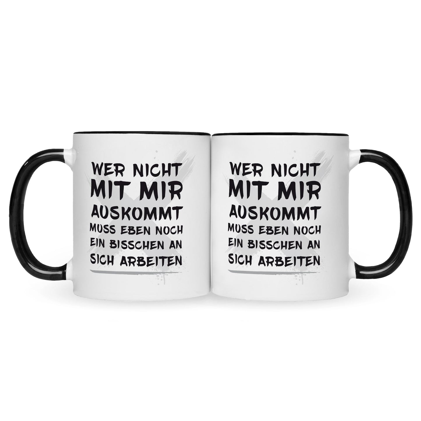 Bedruckte Tasse mit Spruch Wer nicht mit mir auskommt