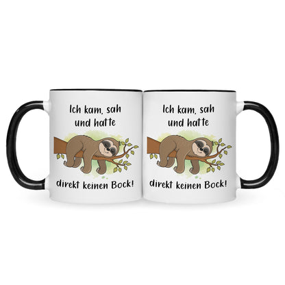 Bedruckte Tasse mit Spruch Ich kam, sah und hatte direkt keinen Bock
