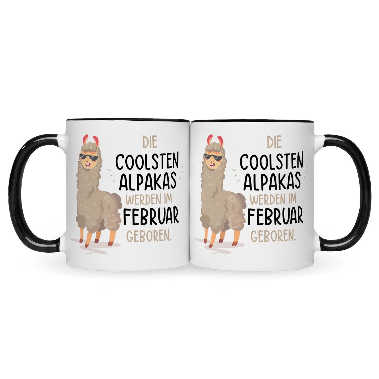Bedruckte Tasse mit Spruch Die coolsten Alpakas