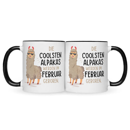 Bedruckte Tasse mit Spruch Die coolsten Alpakas