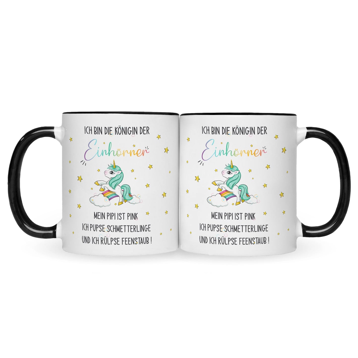 Bedruckte Tasse mit Spruch Königin der Einhörner