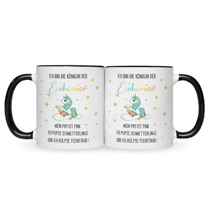 Bedruckte Tasse mit Spruch Königin der Einhörner
