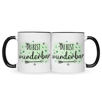 Bedruckte Tasse mit Spruch Du bist wunderbar