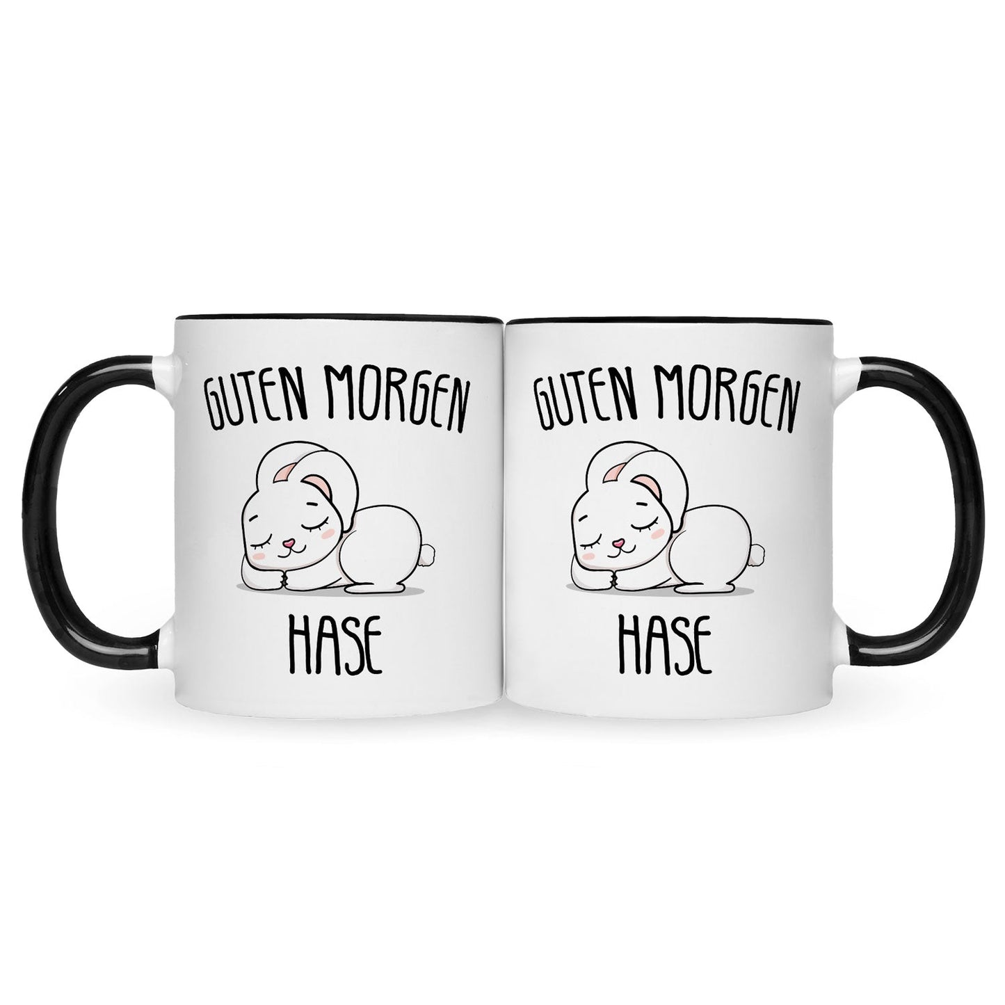 Bedruckte Tasse mit Spruch Guten Morgen Hase