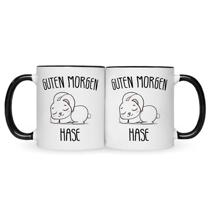 Bedruckte Tasse mit Spruch Guten Morgen Hase