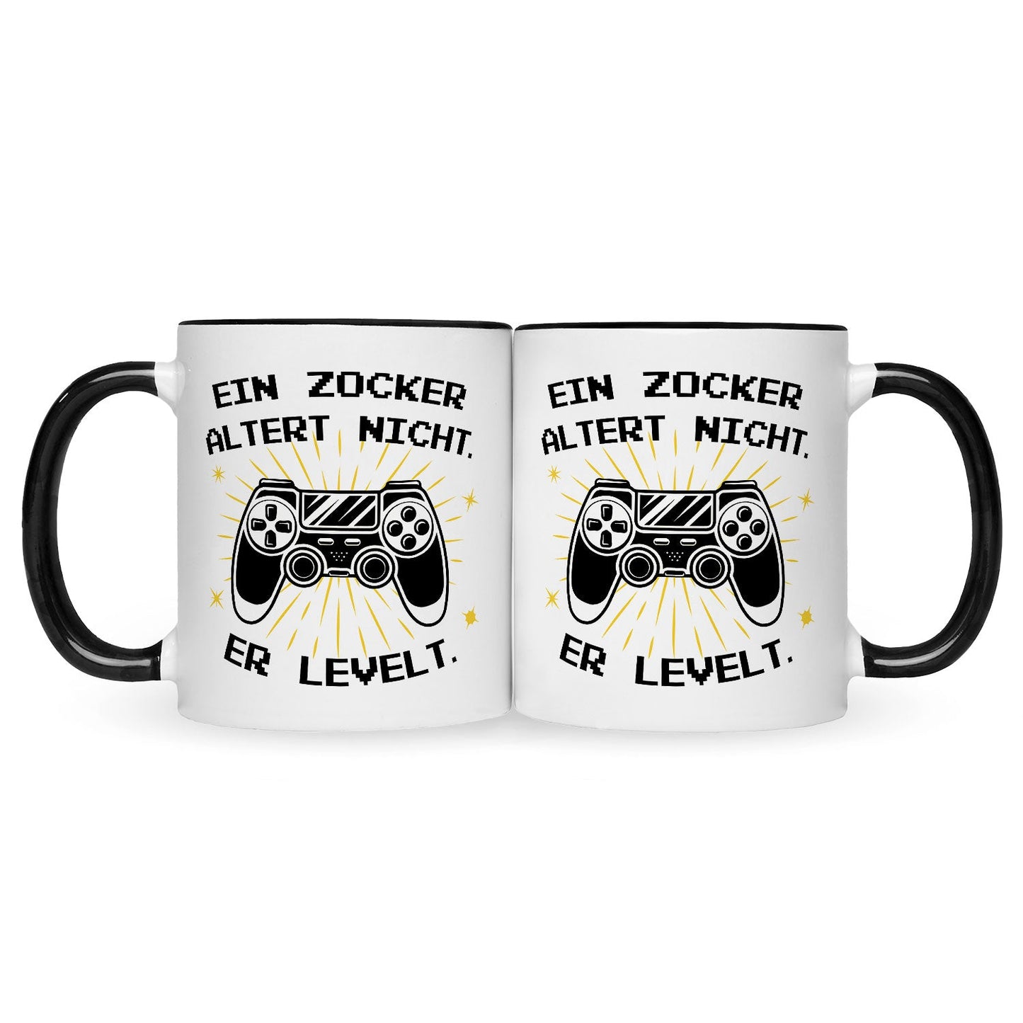 Bedruckte Tasse mit Spruch - Ein Zocker altert nicht er levelt