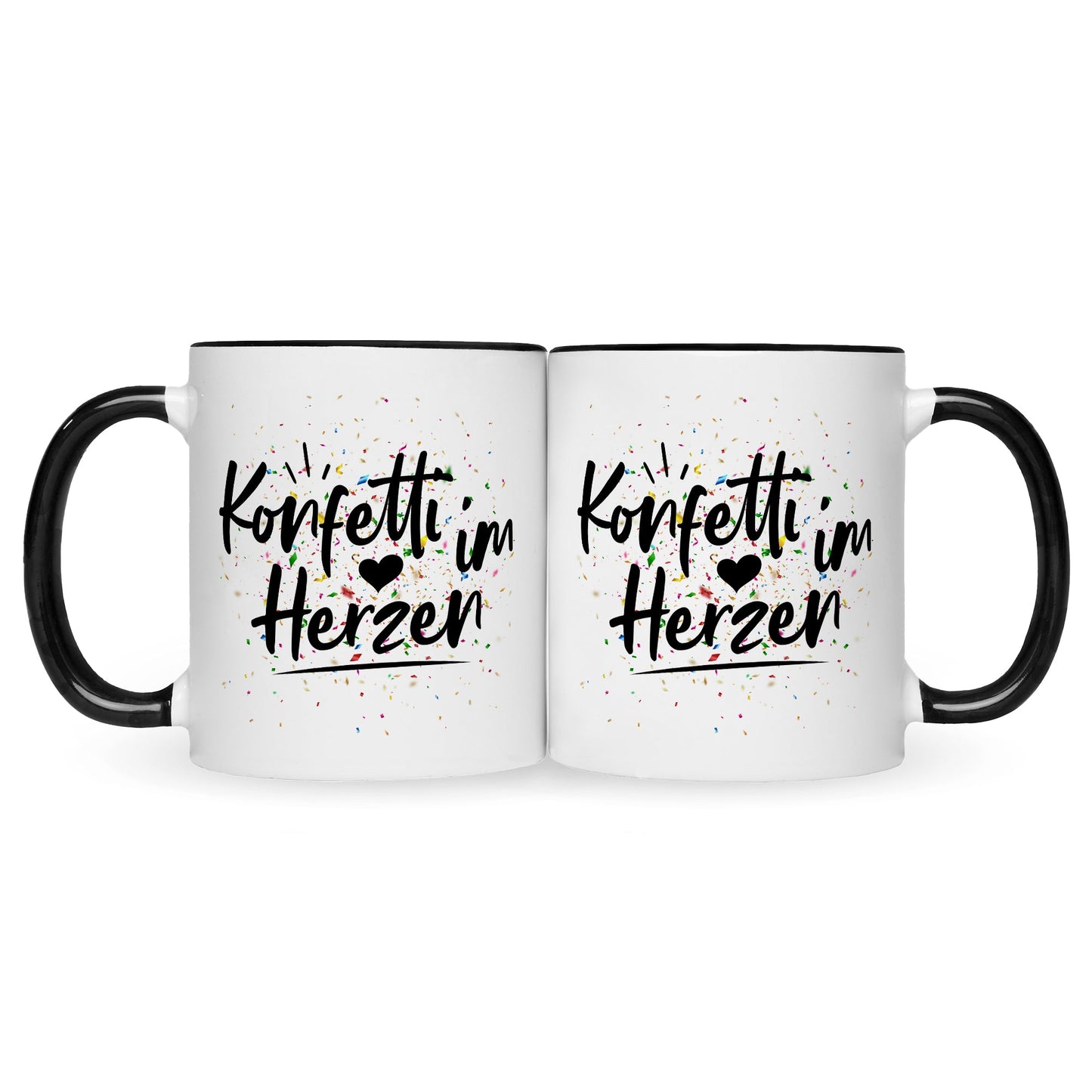Bedruckte Tasse mit Spruch Konfetti im Herzen