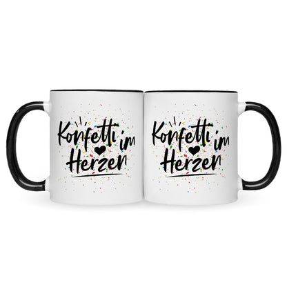 Bedruckte Tasse mit Spruch Konfetti im Herzen