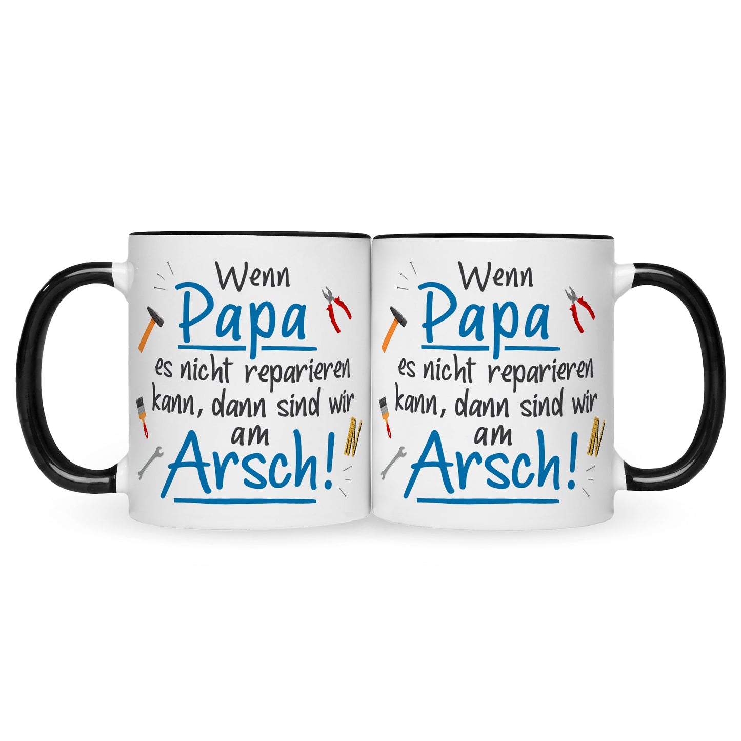 Bedruckte Tasse mit Spruch Wenn Papa es nicht reparieren kann
