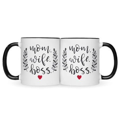 Bedruckte Tasse mit Spruch Mom Wife Boss