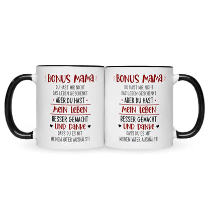 Bedruckte Tasse mit Spruch Bonus Eltern