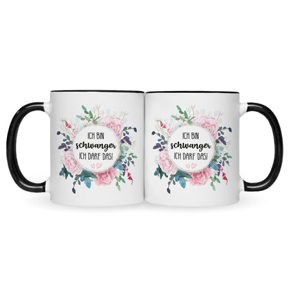 Bedruckte Tasse mit Spruch Ich bin Schwanger ich darf das