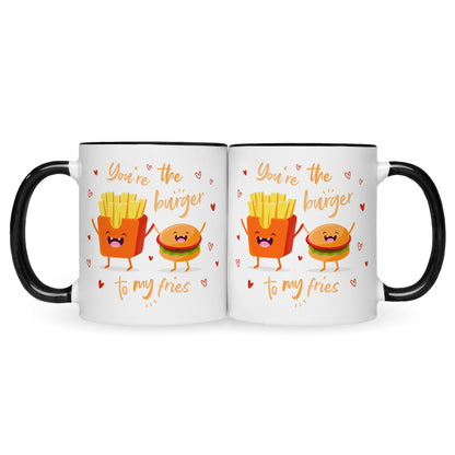 Bedruckte Tasse mit Spruch Burger to my fries