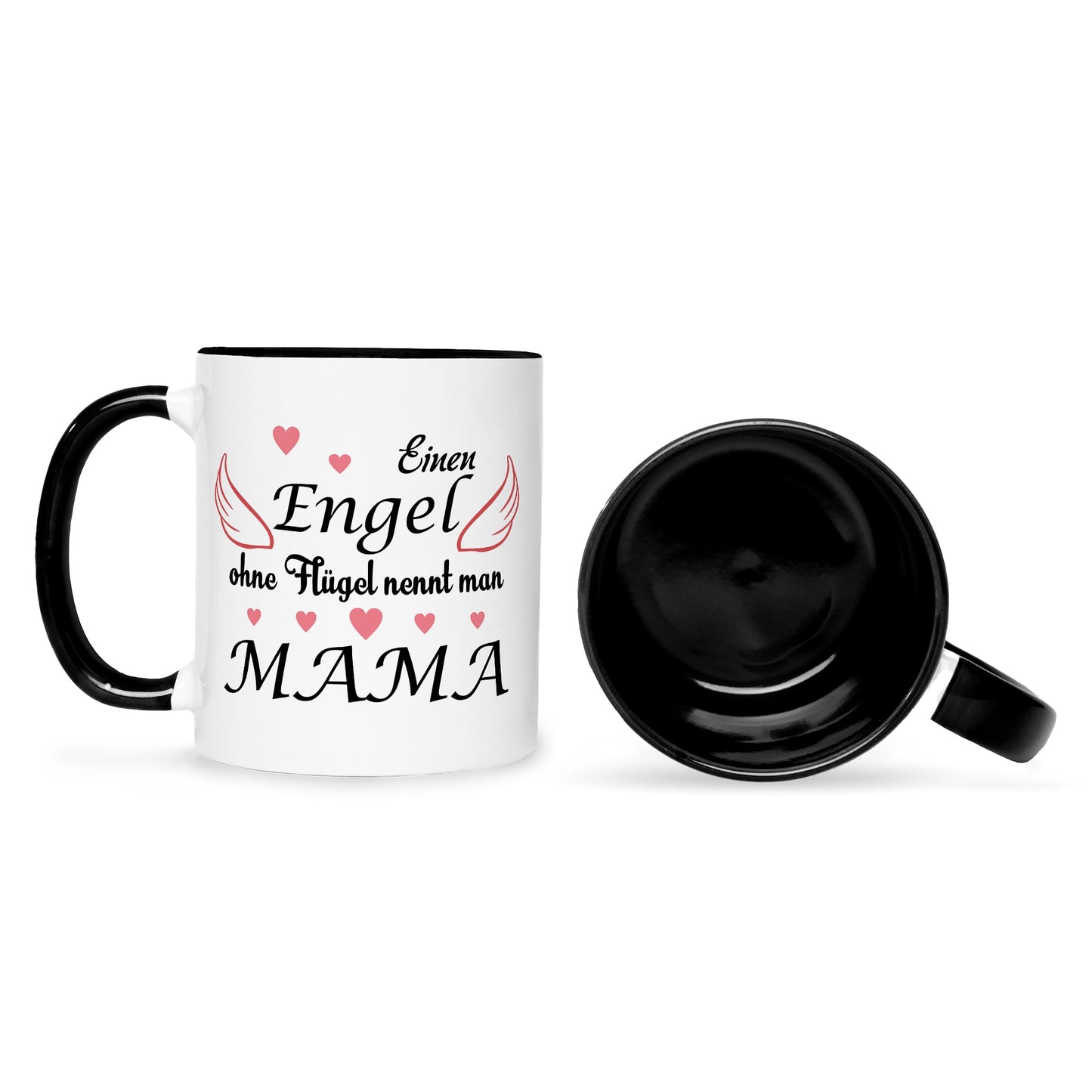 Bedruckte Tasse mit Spruch Engel ohne Flügel