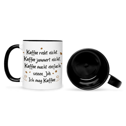 Bedruckte Tasse mit Spruch Kaffee redet nicht
