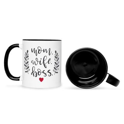 Bedruckte Tasse mit Spruch Mom Wife Boss