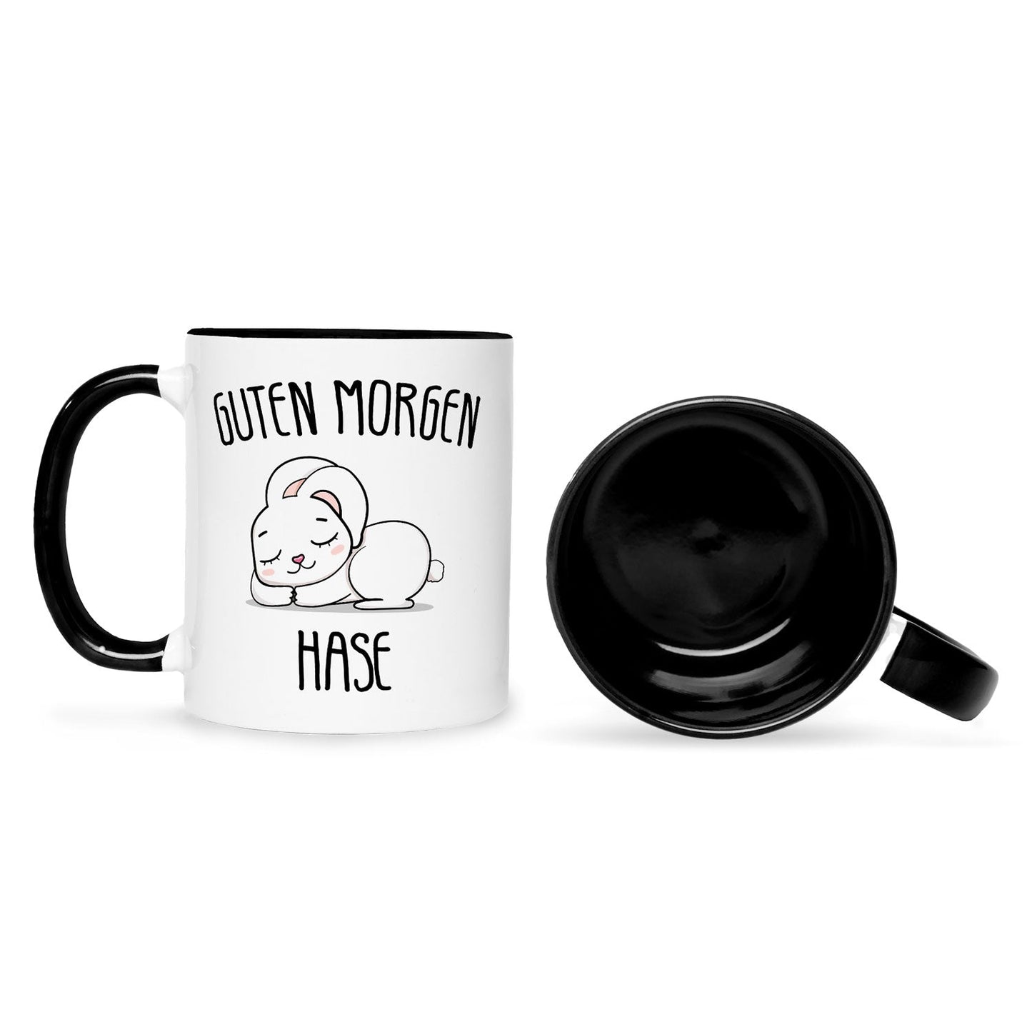 Bedruckte Tasse mit Spruch Guten Morgen Hase