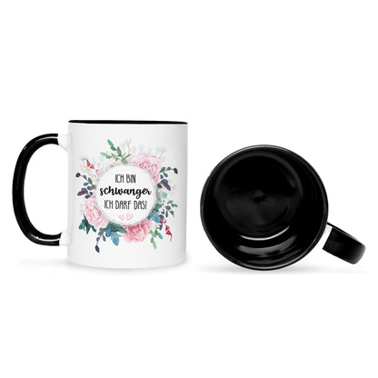 Bedruckte Tasse mit Spruch Ich bin Schwanger ich darf das