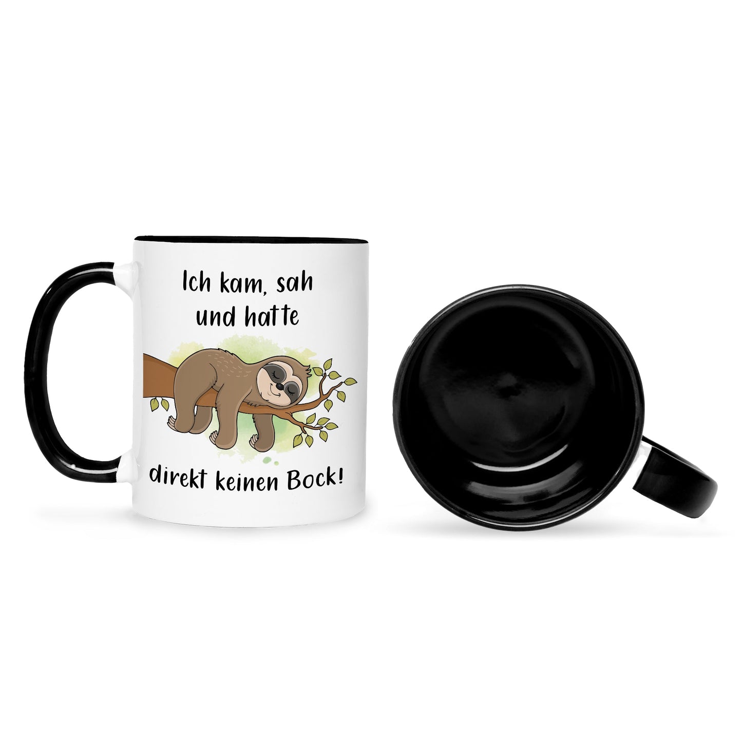 Bedruckte Tasse mit Spruch Ich kam, sah und hatte direkt keinen Bock