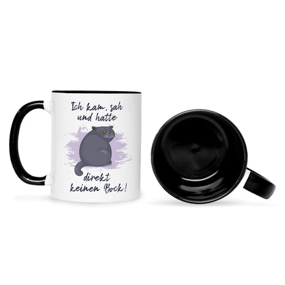 Bedruckte Tasse mit Spruch Ich kam, sah und hatte direkt keinen Bock V2