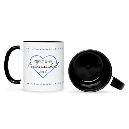 Bedruckte Tasse mit Spruch Ich habe eine wichtige Frage an dich! Patentante/Patenonkel