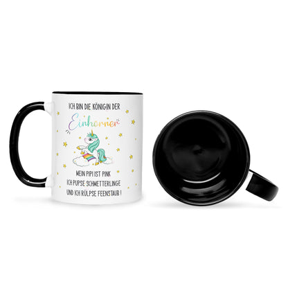 Bedruckte Tasse mit Spruch Königin der Einhörner