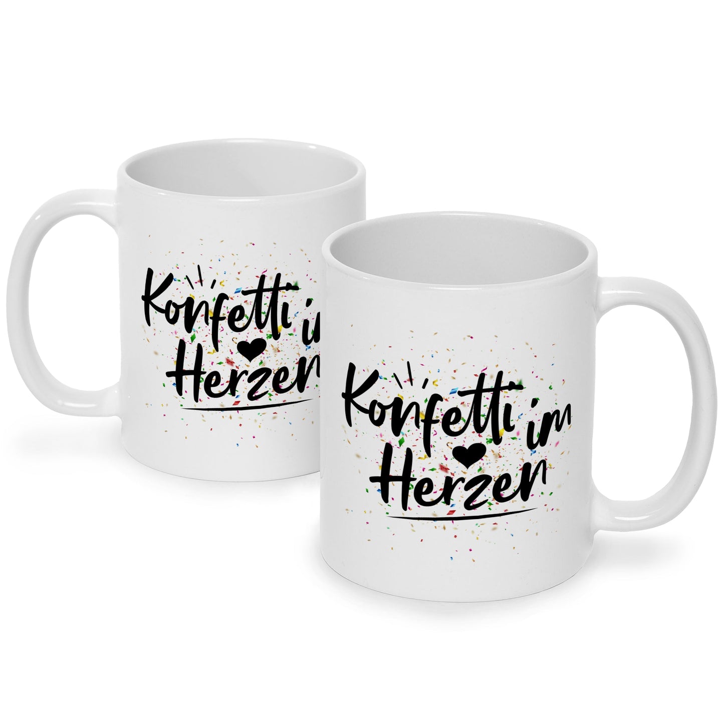 Bedruckte Tasse mit Spruch Konfetti im Herzen