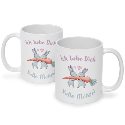 Bedruckte Tasse mit Spruch Volle Möhre