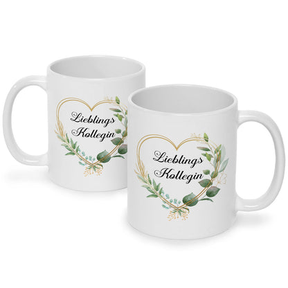 Bedruckte Tasse mit Spruch Lieblingskollegin
