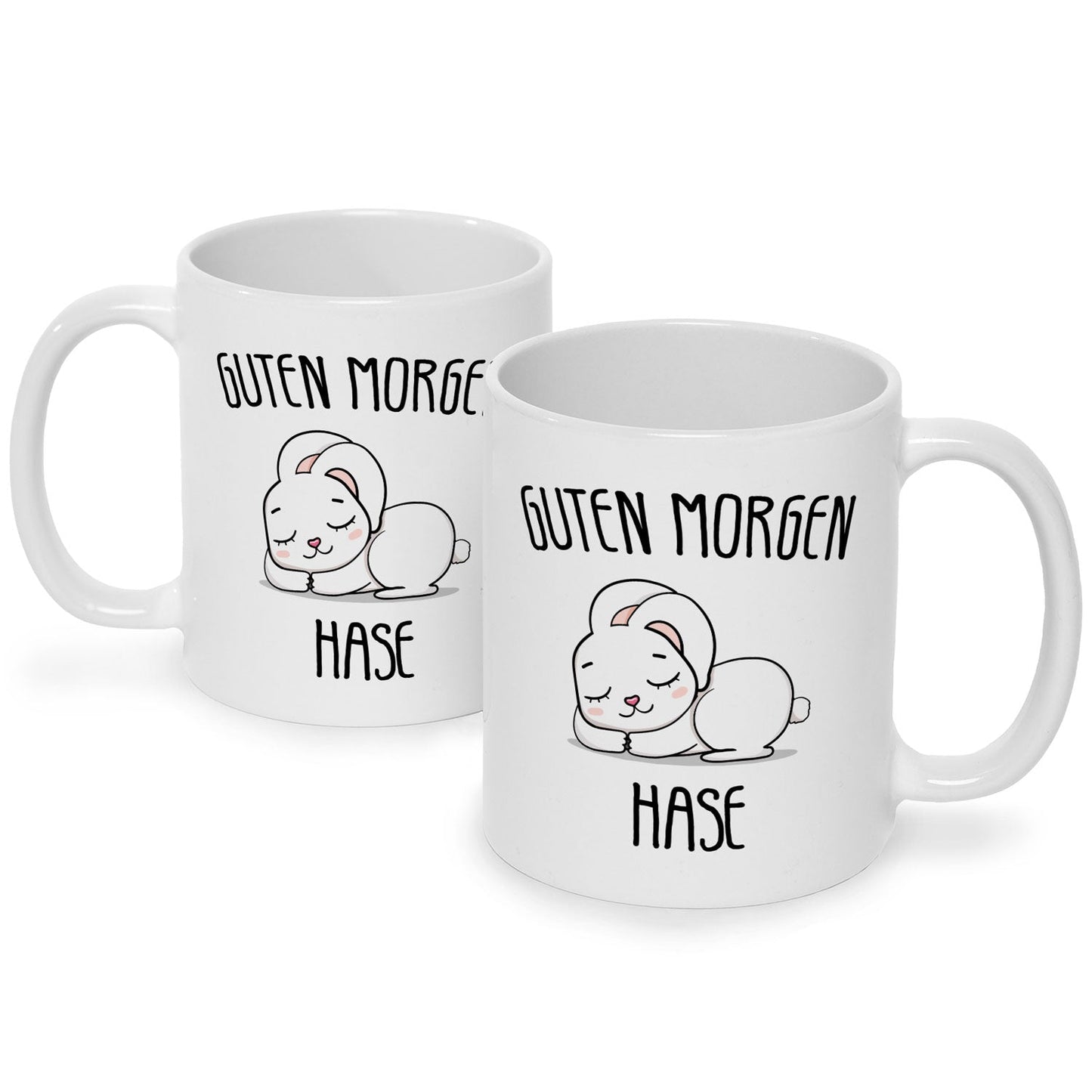 Bedruckte Tasse mit Spruch Guten Morgen Hase