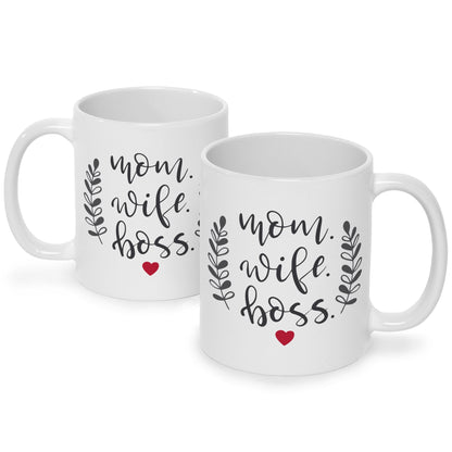 Bedruckte Tasse mit Spruch Mom Wife Boss