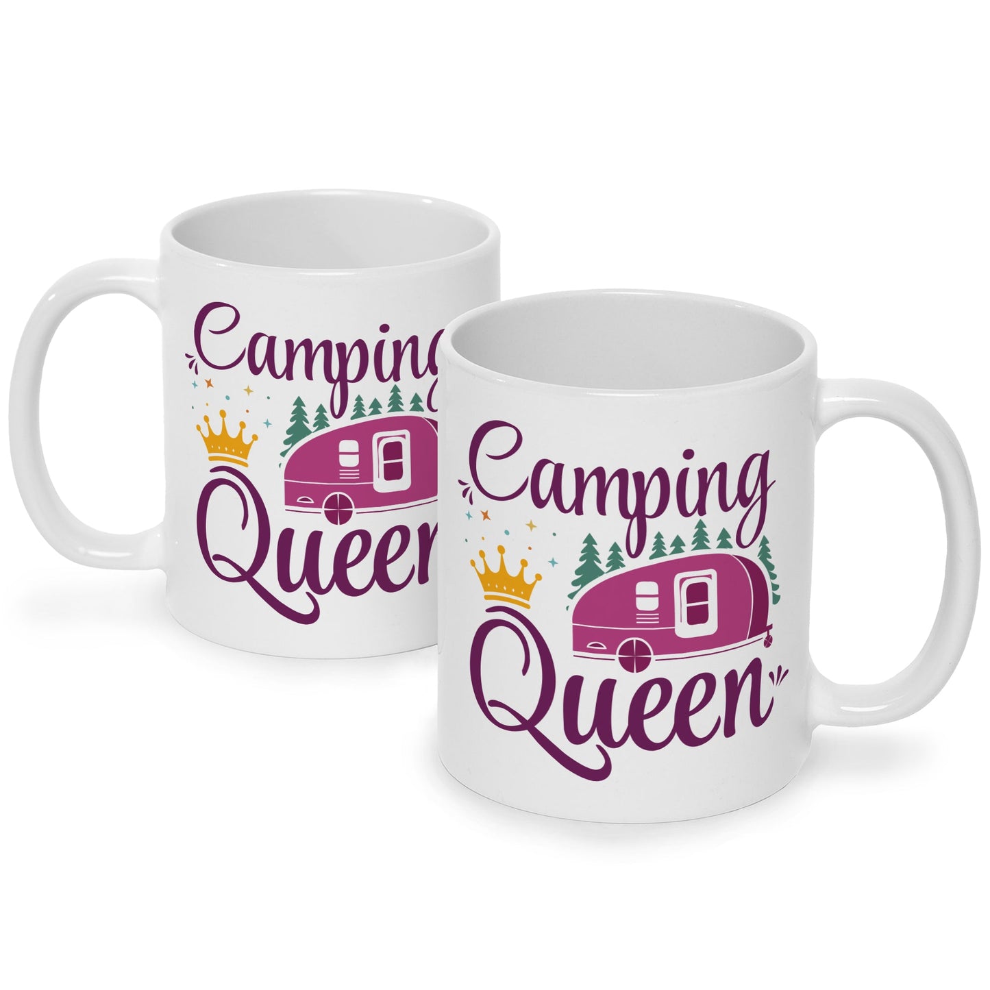 Bedruckte Tasse mit Spruch Camping Queen