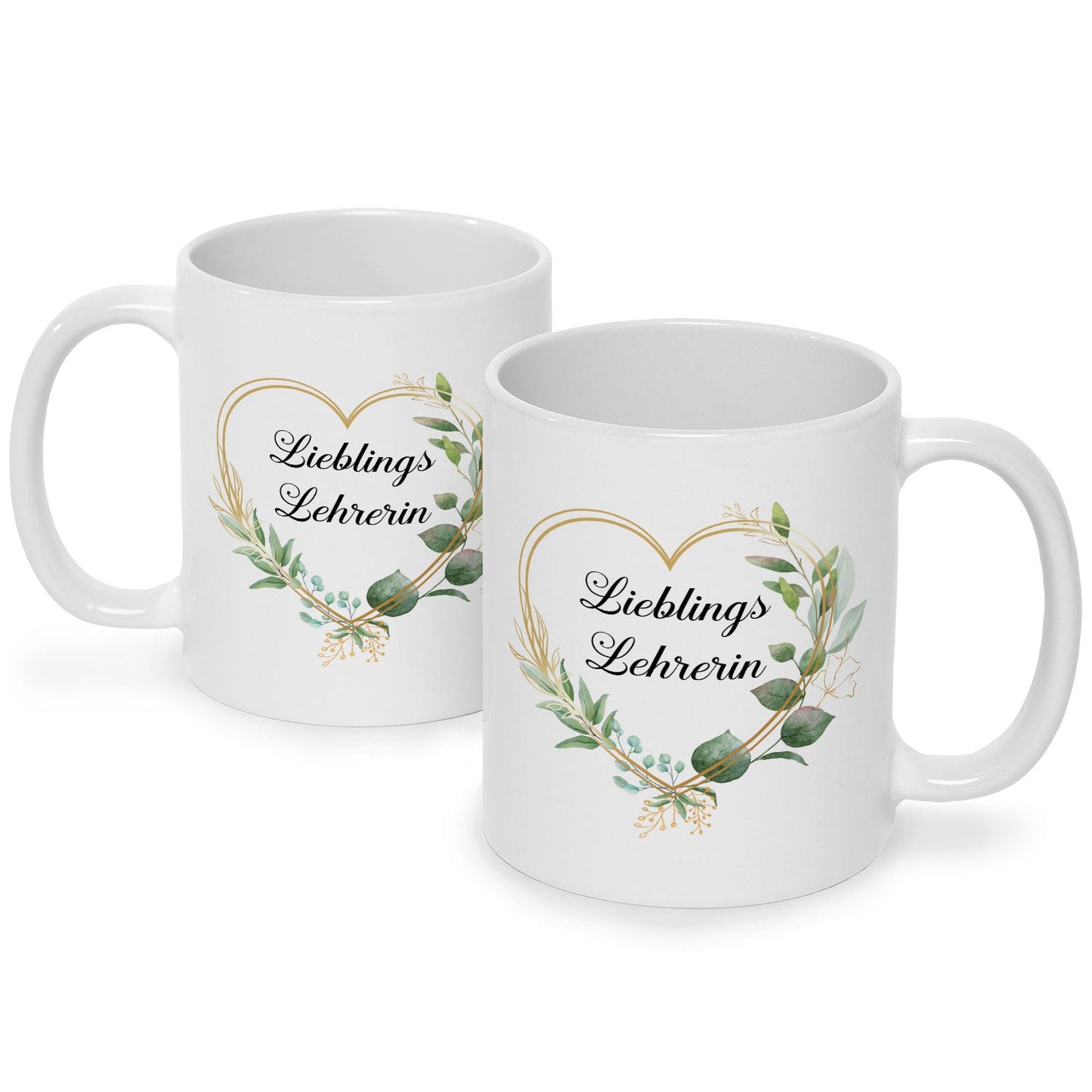 Bedruckte Tasse mit Spruch Lieblingslehrer/Lieblingslehrerin