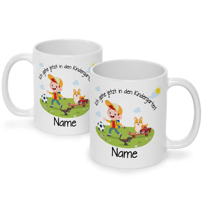 Bedruckte Tasse mit Motiv Ich gehe jetzt in den Kindergarten für Jungen & Mädchen